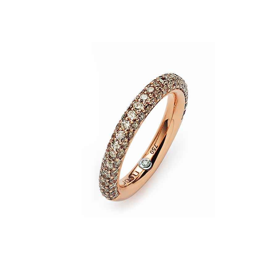 Pavee Ring 750er Rotgold mit braunen Diamanten
